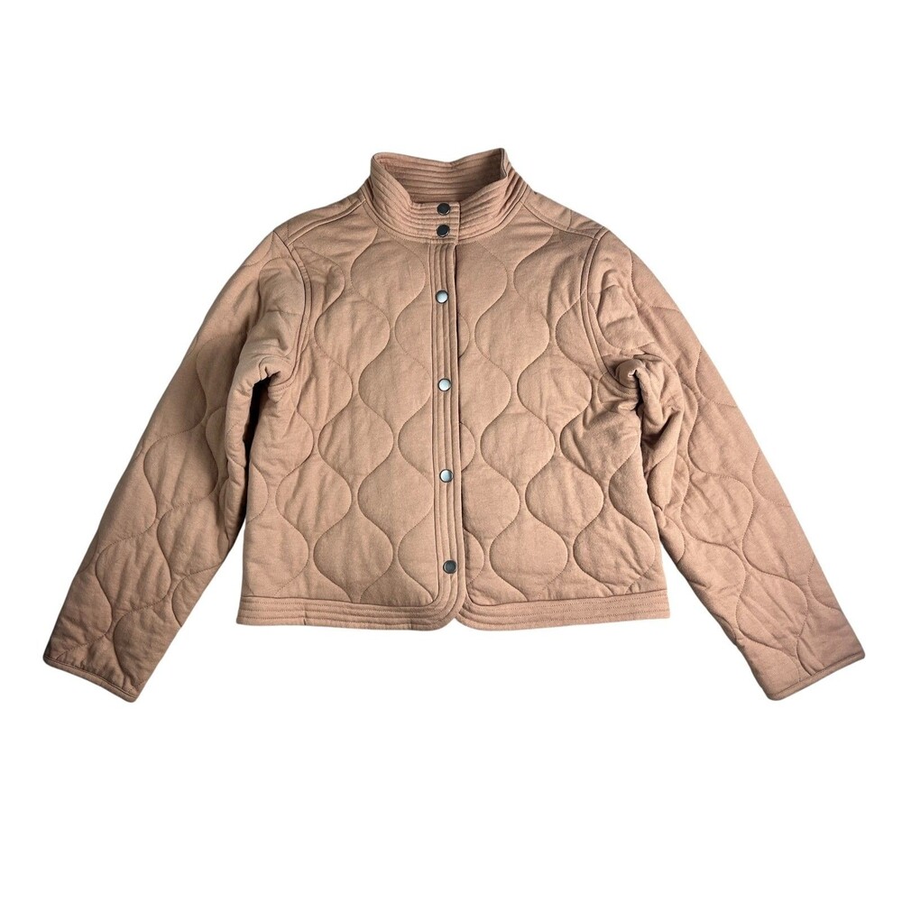Z Supply Redwood Tan Short Boxy Quilted Jacket Size M Transition Piece Casual - Picture 2 of 13